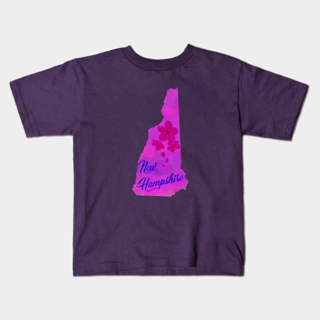 The State of New Hampshire - Purple Watercolor Kids T-Shirt by loudestkitten